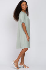 Light Olive Front Pocket Raglan Dress