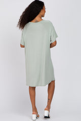 Light Olive Front Pocket Raglan Dress