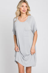 Light Grey Front Pocket Raglan Dress