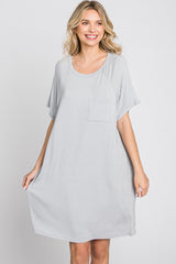 Light Grey Front Pocket Raglan Dress