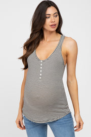 Black Striped Racerback Maternity Tank Top