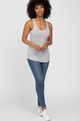 Ivory Striped Racerback Tank Top