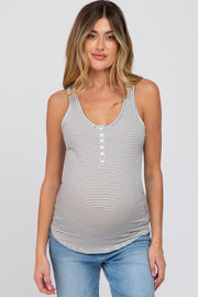 Ivory Striped Racerback Maternity Tank Top