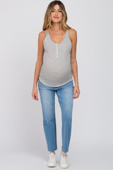 Ivory Striped Racerback Maternity Tank Top