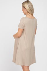 Taupe Basic Maternity Dress