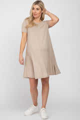 Taupe Basic Maternity Dress