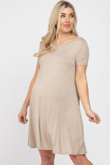 Taupe Basic Maternity Dress