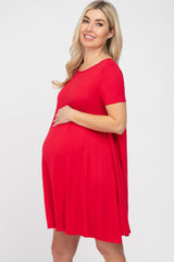 Red Basic Maternity Dress