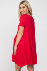 Red Basic Maternity Dress