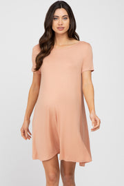 Salmon Basic Maternity Dress