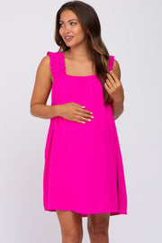 Fuchsia Sleeveless Ruffle Strap Maternity Dress