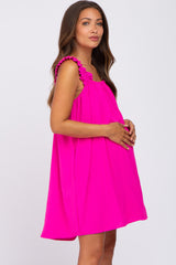 Fuchsia Sleeveless Ruffle Strap Maternity Dress