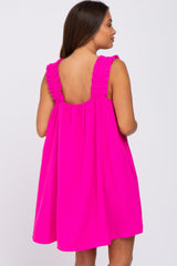 Fuchsia Sleeveless Ruffle Strap Maternity Dress