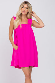 Fuchsia Sleeveless Ruffle Strap Dress