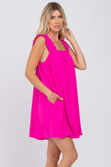 Fuchsia Sleeveless Ruffle Strap Dress