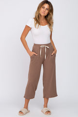 Taupe Ribbed Cropped Wide Leg Pants