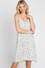 Green Floral Sleeveless Dress