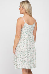 Green Floral Sleeveless Maternity Dress