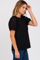 Black Eyelet Lace Sleeve Blouse