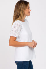 White Eyelet Lace Sleeve Blouse