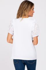 White Eyelet Lace Sleeve Blouse