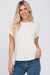 Ivory Short Sleeve Curved Hem Maternity Top