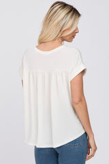 Ivory Short Sleeve Curved Hem Top