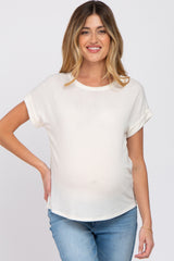 Ivory Short Sleeve Curved Hem Maternity Top