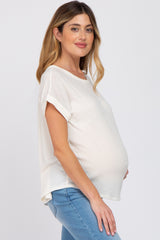 Ivory Short Sleeve Curved Hem Maternity Top