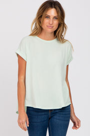 Mint Short Sleeve Curved Hem Top