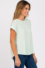 Mint Short Sleeve Curved Hem Top