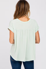 Mint Short Sleeve Curved Hem Top