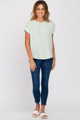 Mint Short Sleeve Curved Hem Top