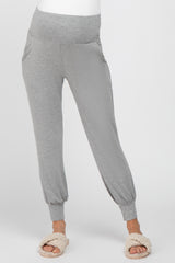 Heather Grey Foldover Maternity Joggers