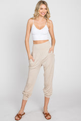 Beige Foldover Joggers