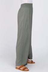 Olive Smocked Waist Wide Leg Pants