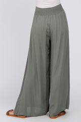 Olive Smocked Waist Wide Leg Pants