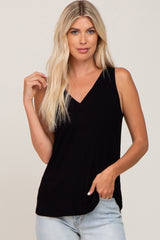 Black V-Neck Maternity Tank Top