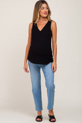 Black V-Neck Maternity Tank Top