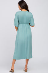 Jade Knotted Front Short Sleeve Maternity Midi Dress