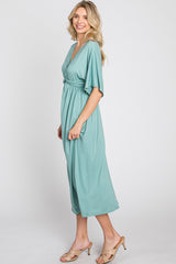 Jade Knotted Front Short Sleeve Midi Dress