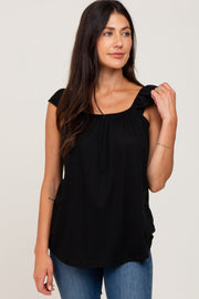 Black Flutter Sleeve Top