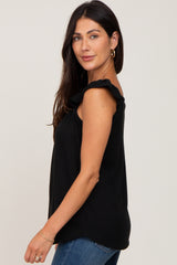 Black Flutter Sleeve Top