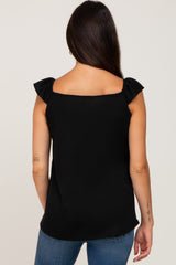 Black Flutter Sleeve Top