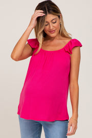 Fuchsia Flutter Sleeve Maternity Top