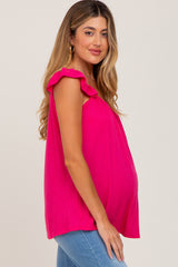 Fuchsia Flutter Sleeve Maternity Top