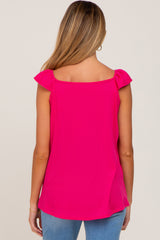 Fuchsia Flutter Sleeve Maternity Top