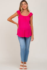 Fuchsia Flutter Sleeve Maternity Top