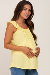 Yellow Flutter Sleeve Maternity Top