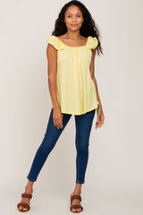 Yellow Flutter Sleeve Top